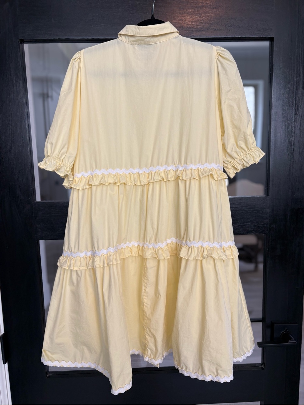 Petal & Pup Shively Puff Sleeve Ruffle Cotton Shirtdress Butter Yellow - Size 8 - Picture 6 of 10
